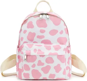 Cow Print Girls Mini Backpack, Small Backpacks Purse for Women Teens Kids School Travel (Pink)
