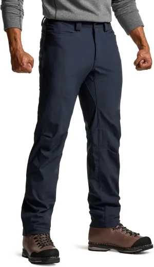 CQR Men's Winter Waterproof Softshell Fleece-Lined Snow Ski Pants, Thermal Outdoor Cargo Work Hiking Pants