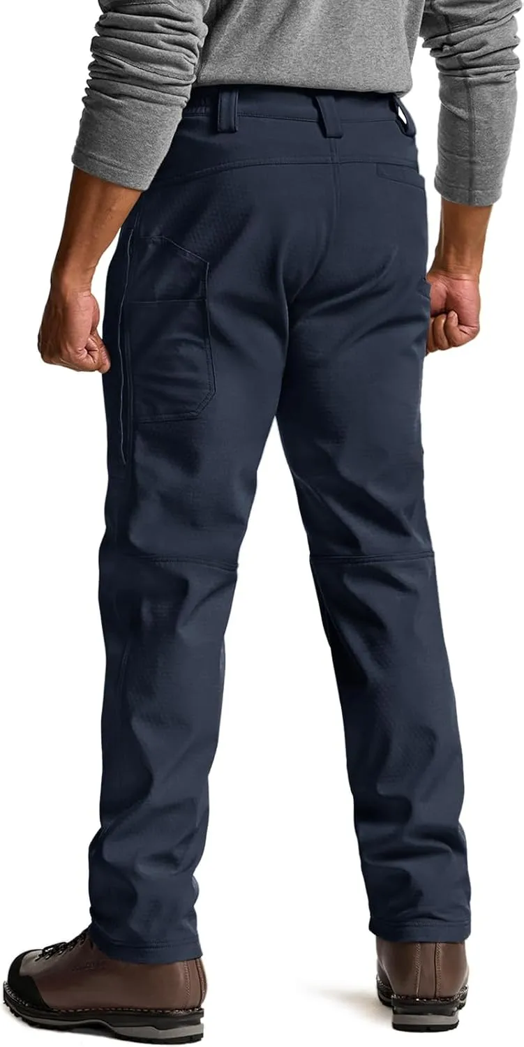 CQR Men's Winter Waterproof Softshell Fleece-Lined Snow Ski Pants, Thermal Outdoor Cargo Work Hiking Pants