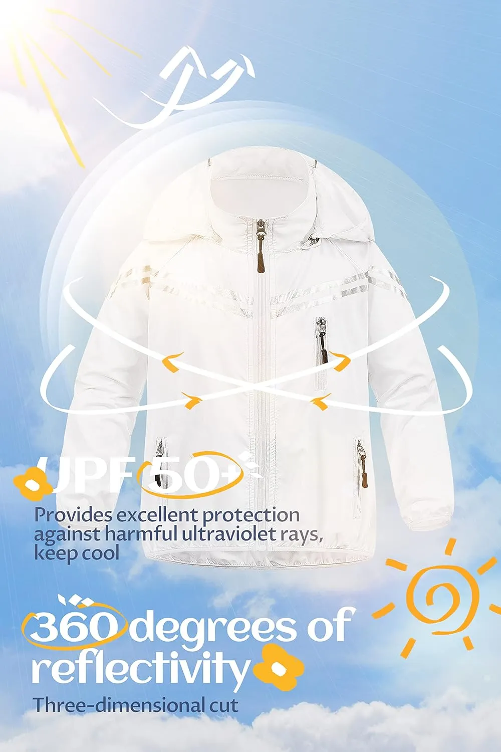 CREATMO US Boys Girls Rain Coat Kids Reflective Cycling Jacket Waterproof Packable Children Windbreaker With Removable Hood