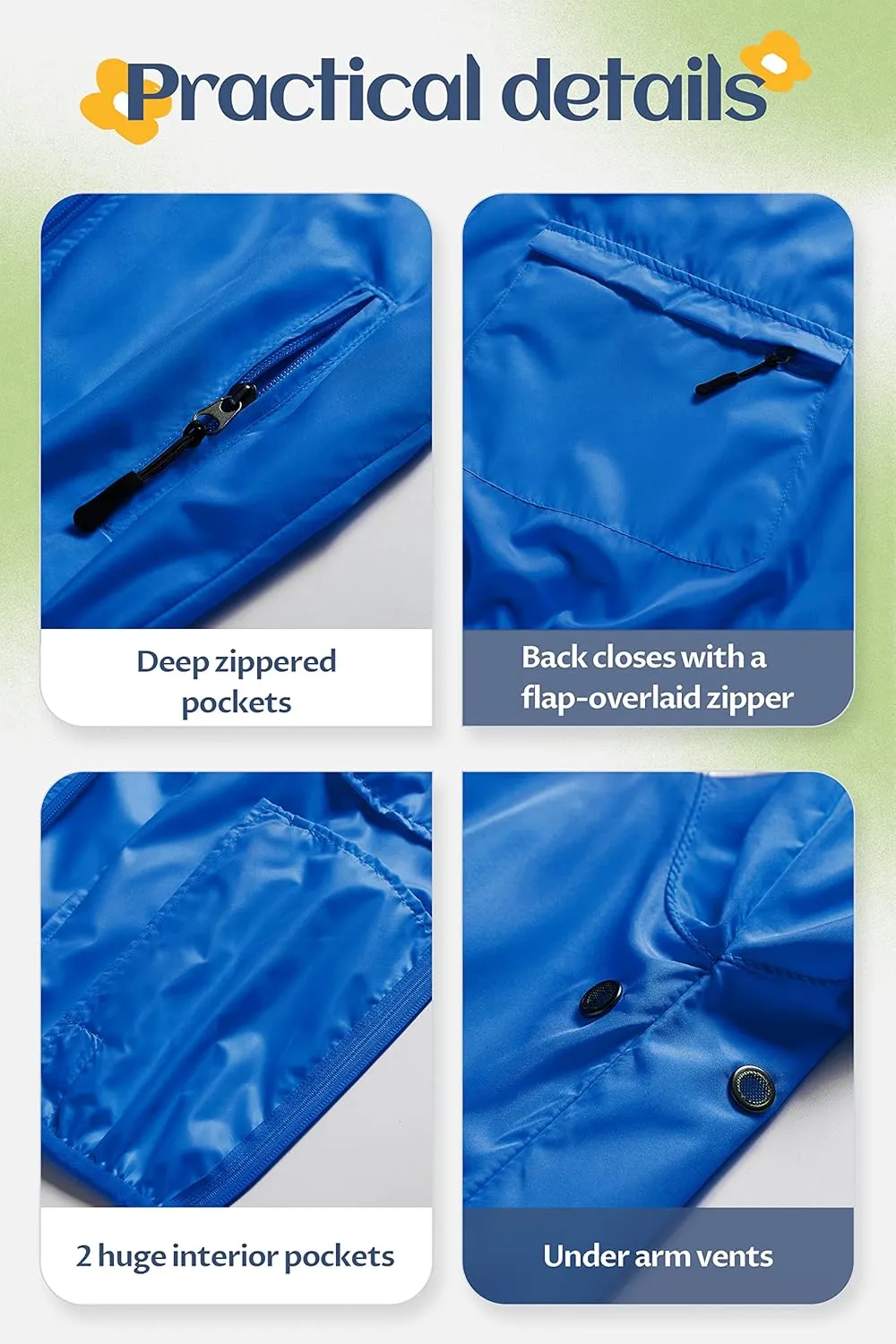 CREATMO US Boys Girls Rain Coat Kids Reflective Cycling Jacket Waterproof Packable Children Windbreaker With Removable Hood