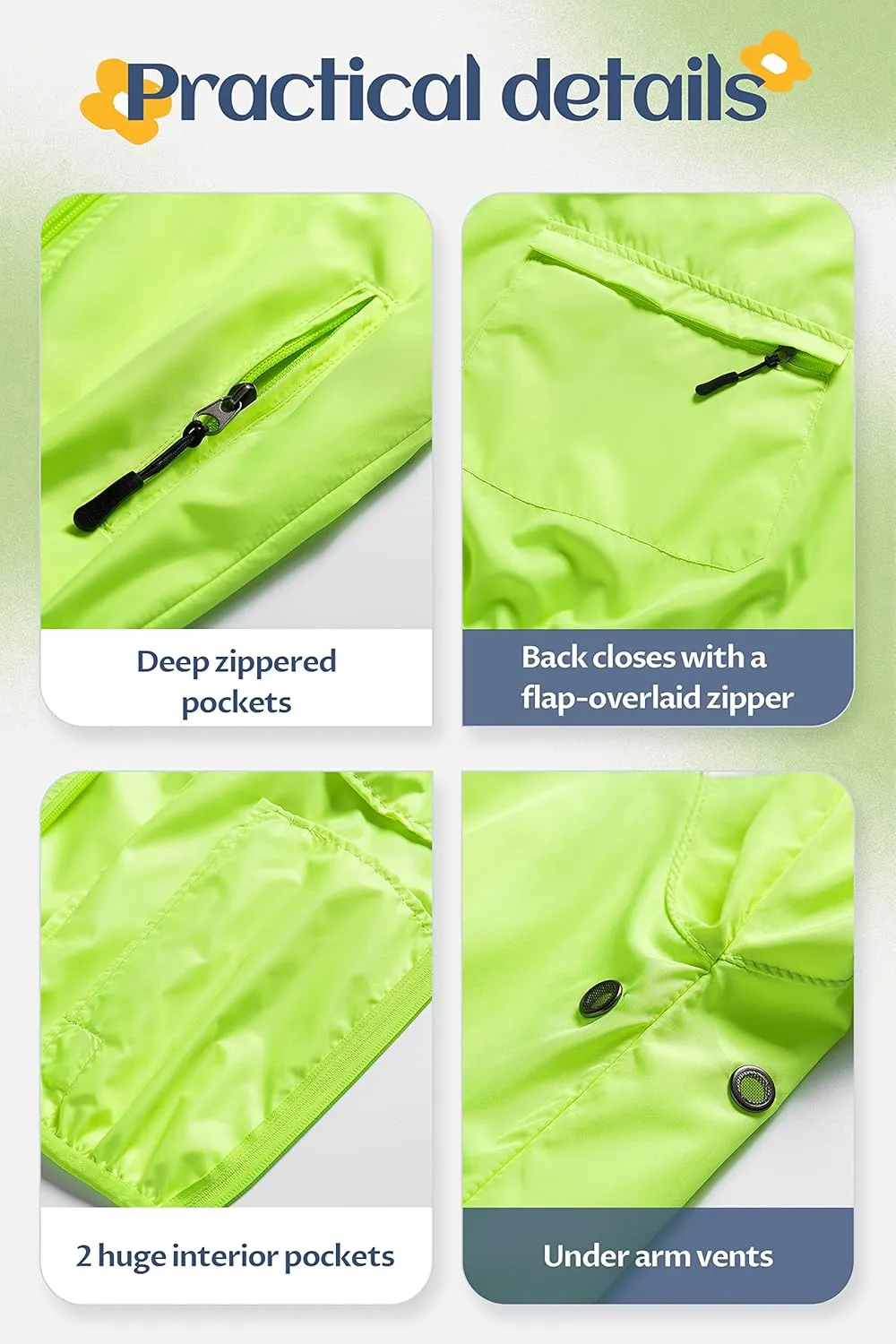 CREATMO US Boys Girls Rain Coat Kids Reflective Cycling Jacket Waterproof Packable Children Windbreaker With Removable Hood