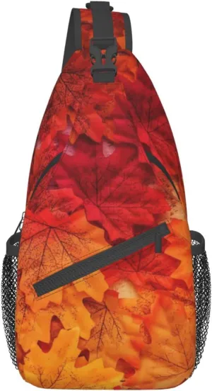 Crossbody Sling Backpack Sling Bag Chest Bag Shoulder Bag Travel Hiking Daypack For Men Women-Autumn Leaf