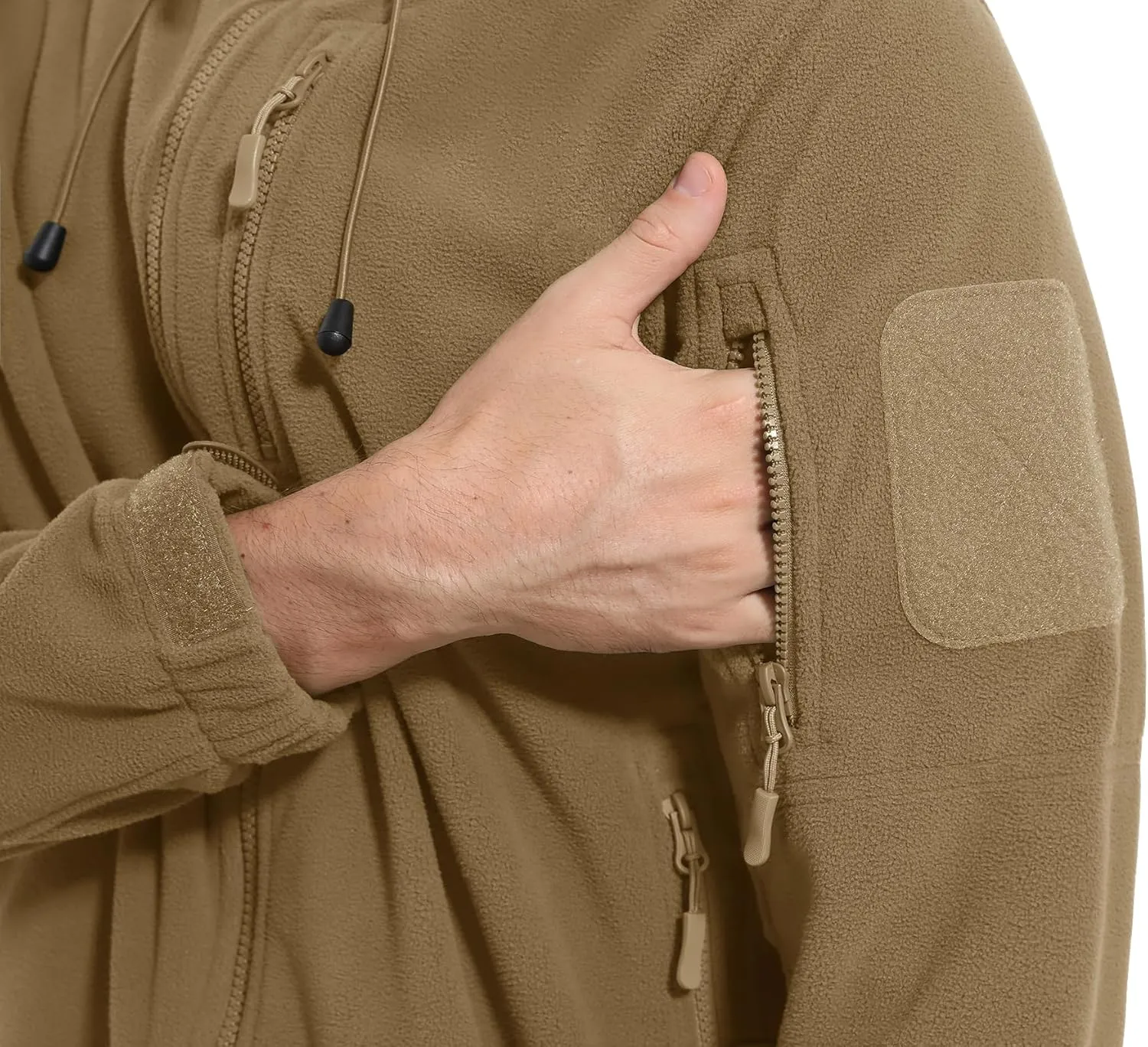 CRYSULLY Men's Fleece Hoodie Jacket Winter Tactical Military Windproof Jackets Coat
