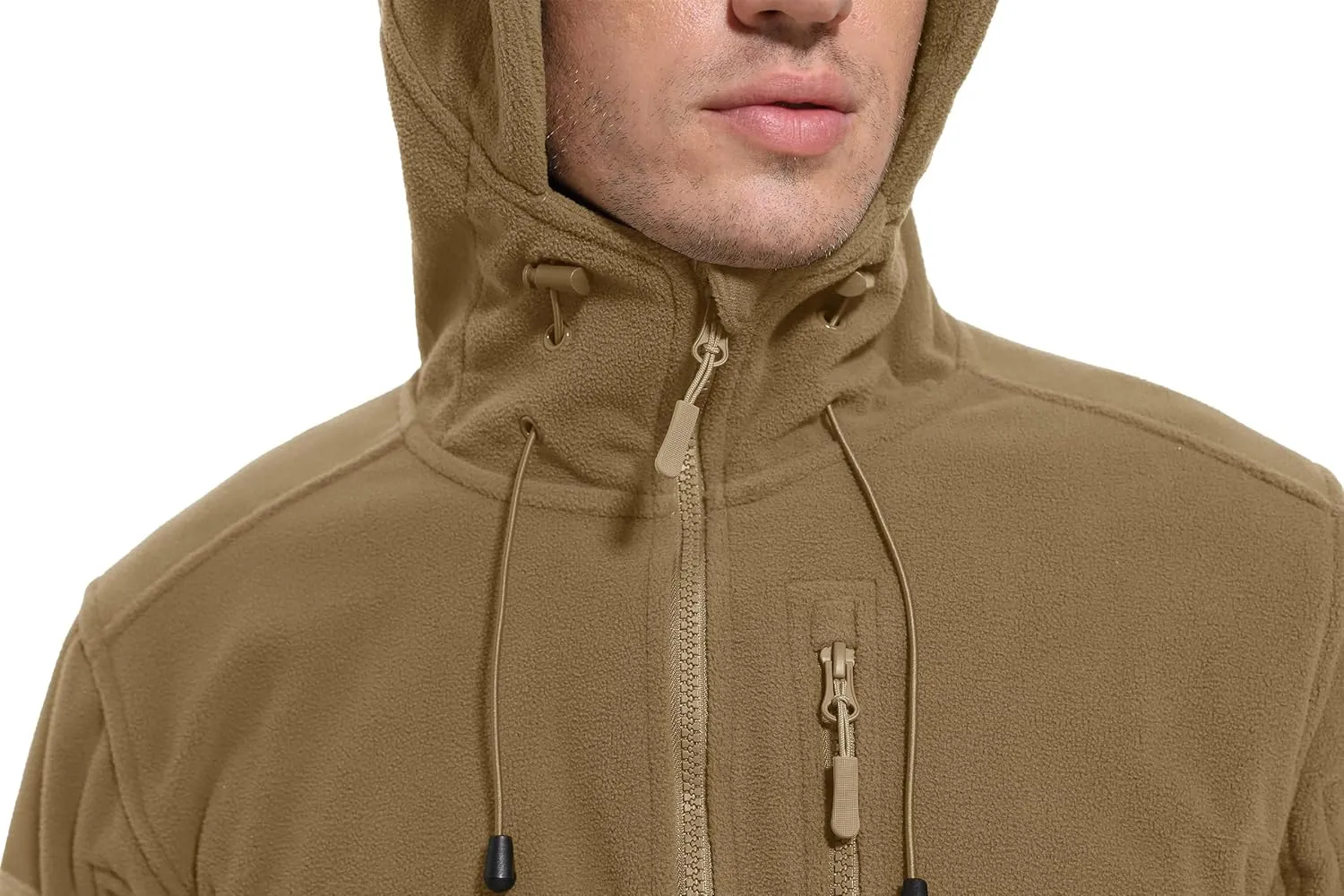 CRYSULLY Men's Fleece Hoodie Jacket Winter Tactical Military Windproof Jackets Coat
