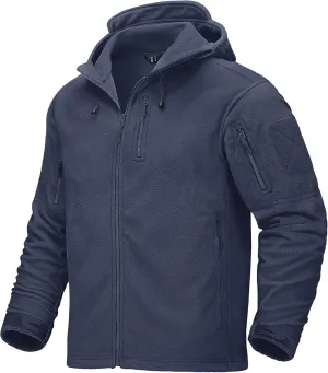 CRYSULLY Men's Fleece Hoodie Jacket Winter Tactical Military Windproof Jackets Coat