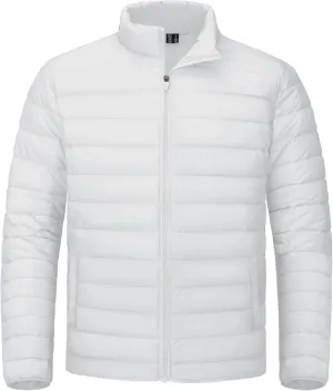 CRYSULLY Men's Puffer Jacket Full Zip Warm Jacket Windproof Water Resist Jackets Winter Insulated Coat