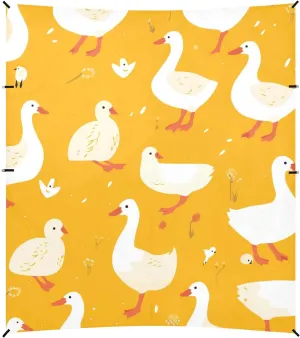 Cute Goose Cartoon Beach Canopy UPF50 Lightweight Large Sun Shade Includes Sand Shovel, Sandbags, Stability Poles for Family Travel