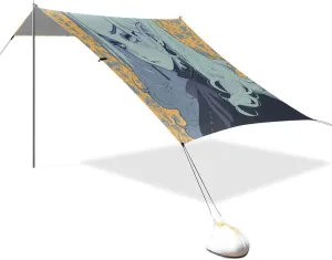 Depressed Woman Beach Cabana UPF50  Protection Easy Setup Large Portable Sun Shelter with Sand Shovel, Sandbags for Camping, Picnics, Backyard