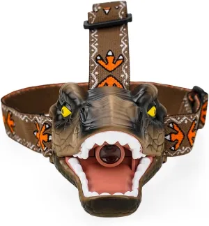 Dinosaur Kids Headlamp, Dinosaur Led Toy Headlamp Flashlight with 4 Lighting Mode for Camping, Hiking, Reading and Party (Brown)