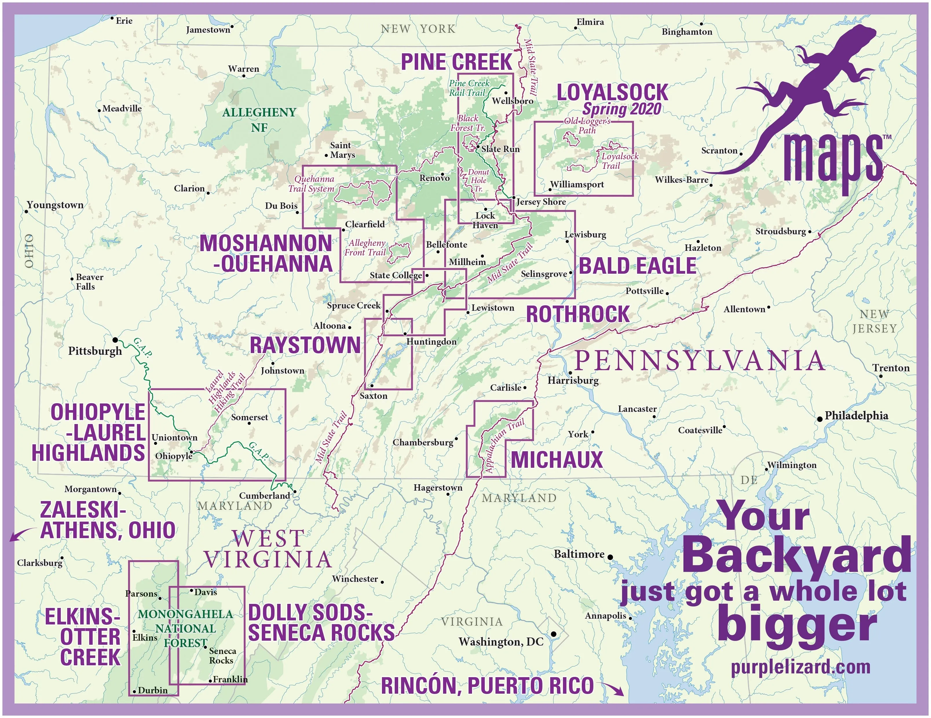 Dolly Sods - Seneca Rocks Lizard Map, West Virginia