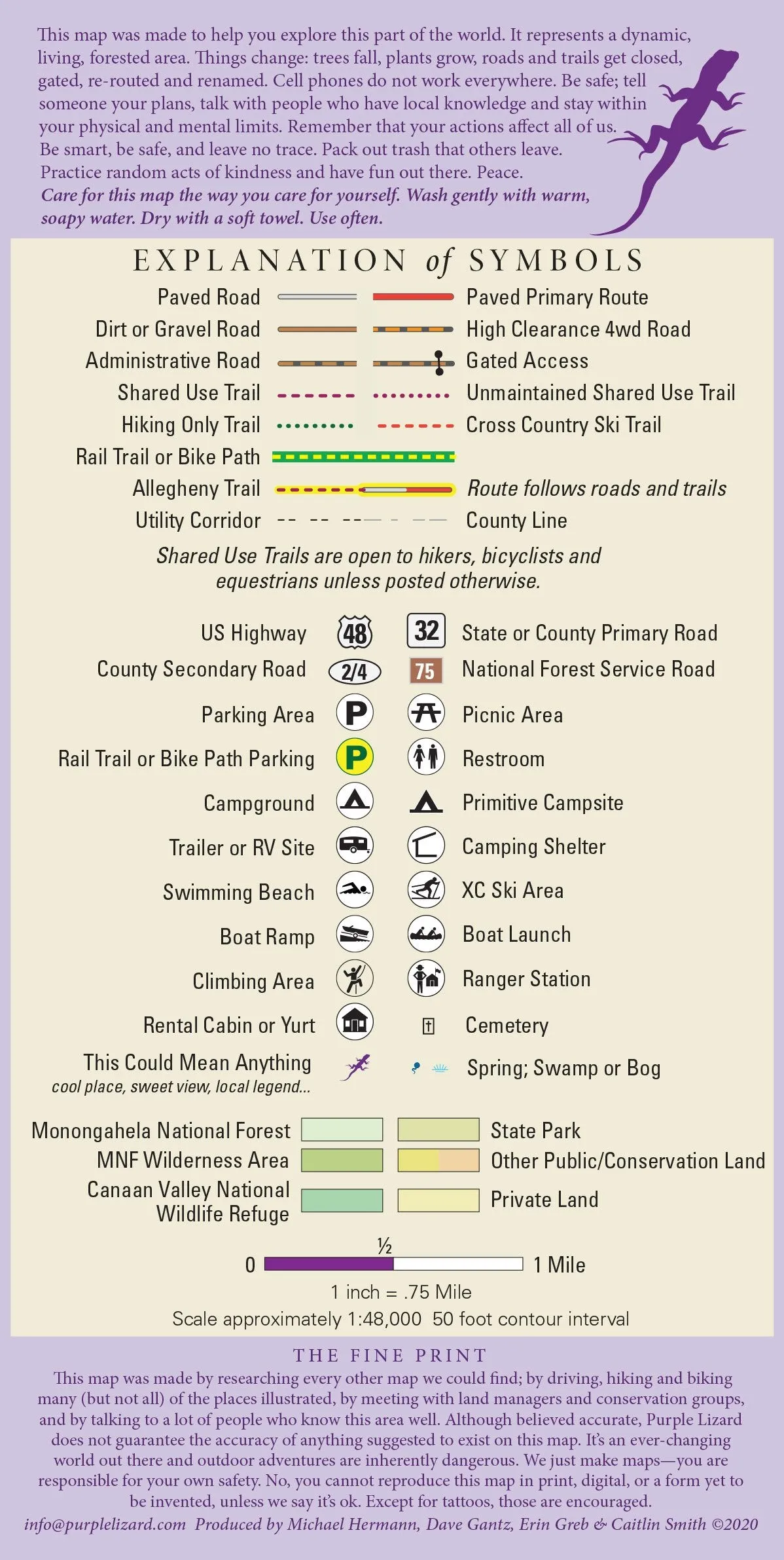 Dolly Sods - Seneca Rocks Lizard Map, West Virginia