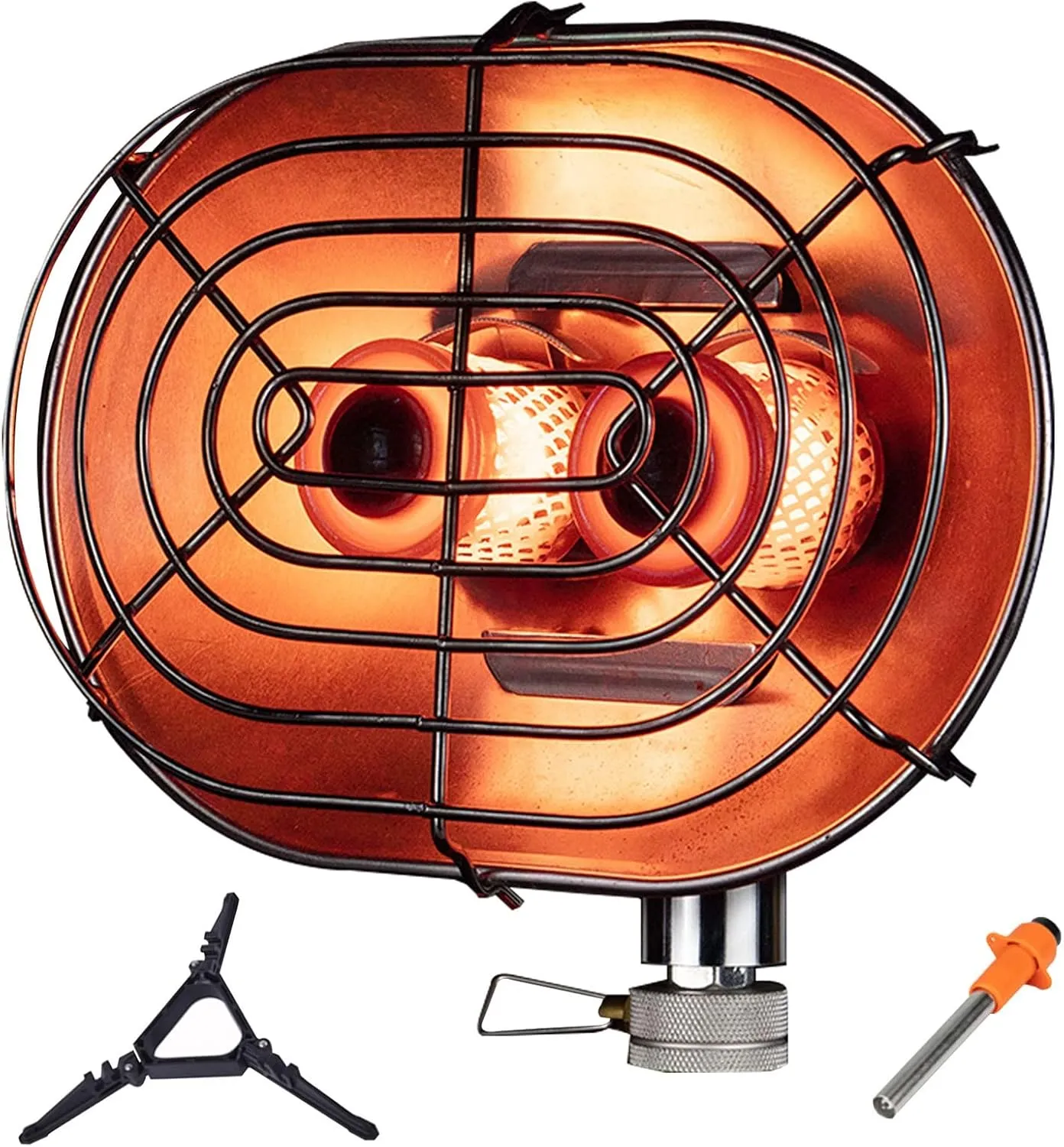 Double Burner Camping Stove Heater, Stainless Steel Camp Gas Heater, Portable Outdoor Camping 1050W Butane Gas Heater for Fishing Hunting Tent, Temperature Adjustable