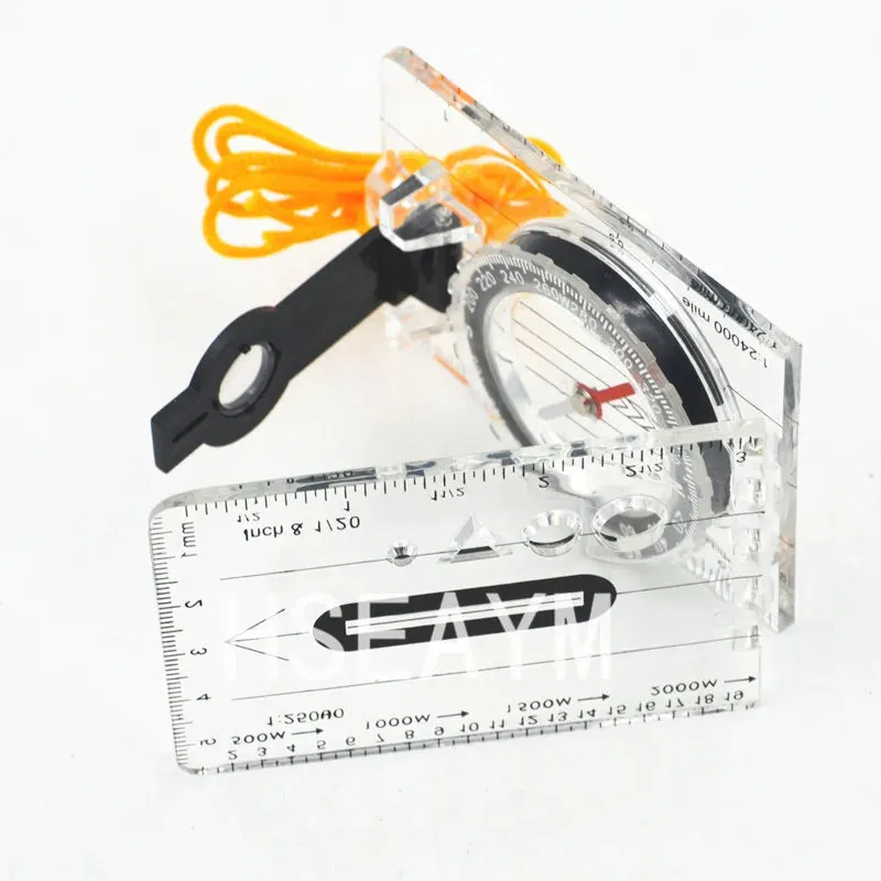 Drawing Scale Compass Folding Map Ruler - Survival Tool Buckle for Car Camping Hiking Pointing Guide