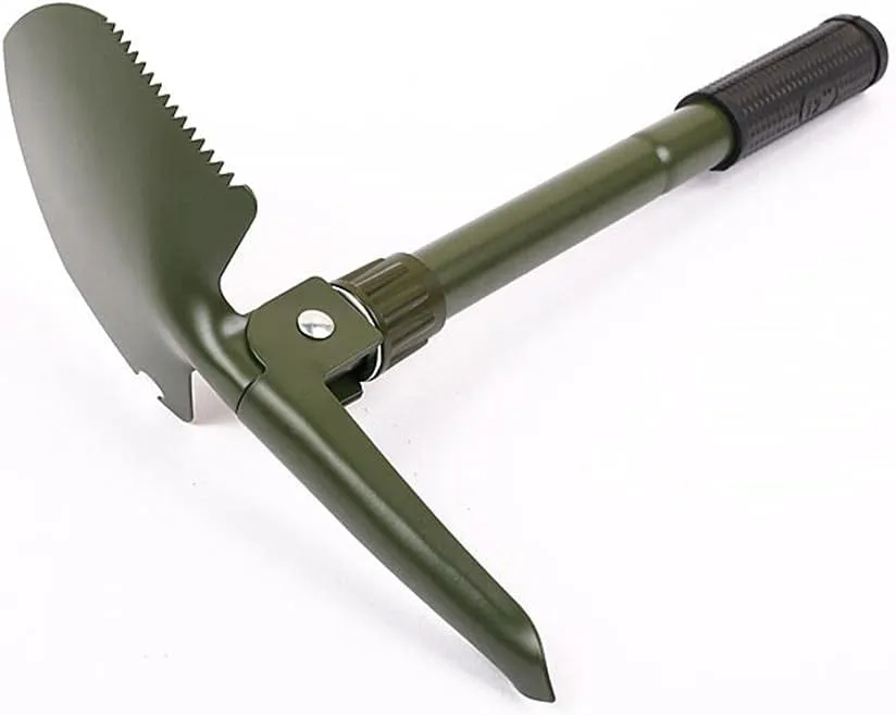 Drfeify Outdoor Foldable Shovel of Long Term Carbon Steel Bisques for Survival Activities (Black)