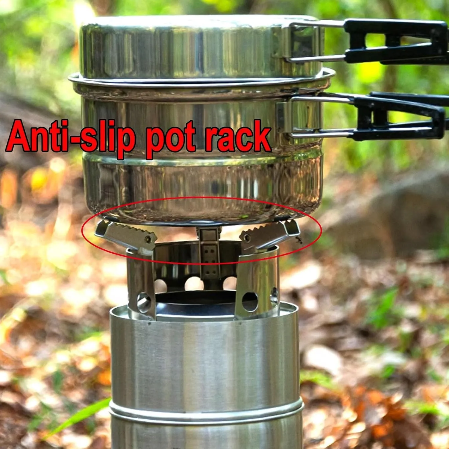 Dual Fuel Rocket Stove (alcohol And Wood) Made of Stainless Steel Mini Wood Stove Compact And Easy to Carry Non-slip Pot Holder Design for Cooking(17x24cm)