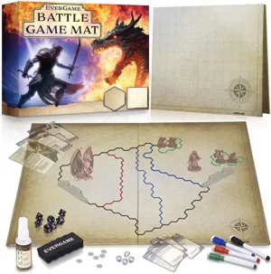 Dungeons & Dragons Game Mat - 23x27 - Ultimate DND Board Game Map w/Dice Set - Double-Sided w/Hex & Square Grid - Epic Role Playing Gaming Experience