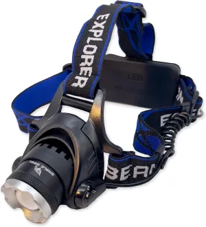 Eagle Beam Explorer Headlamp, Longest Lasting, High Lumens, Adjustable Beam, Rechargeable, Camping, Hunting, Fishing, Working, Hands Free, Cool Carrying Case, Best Headlamp