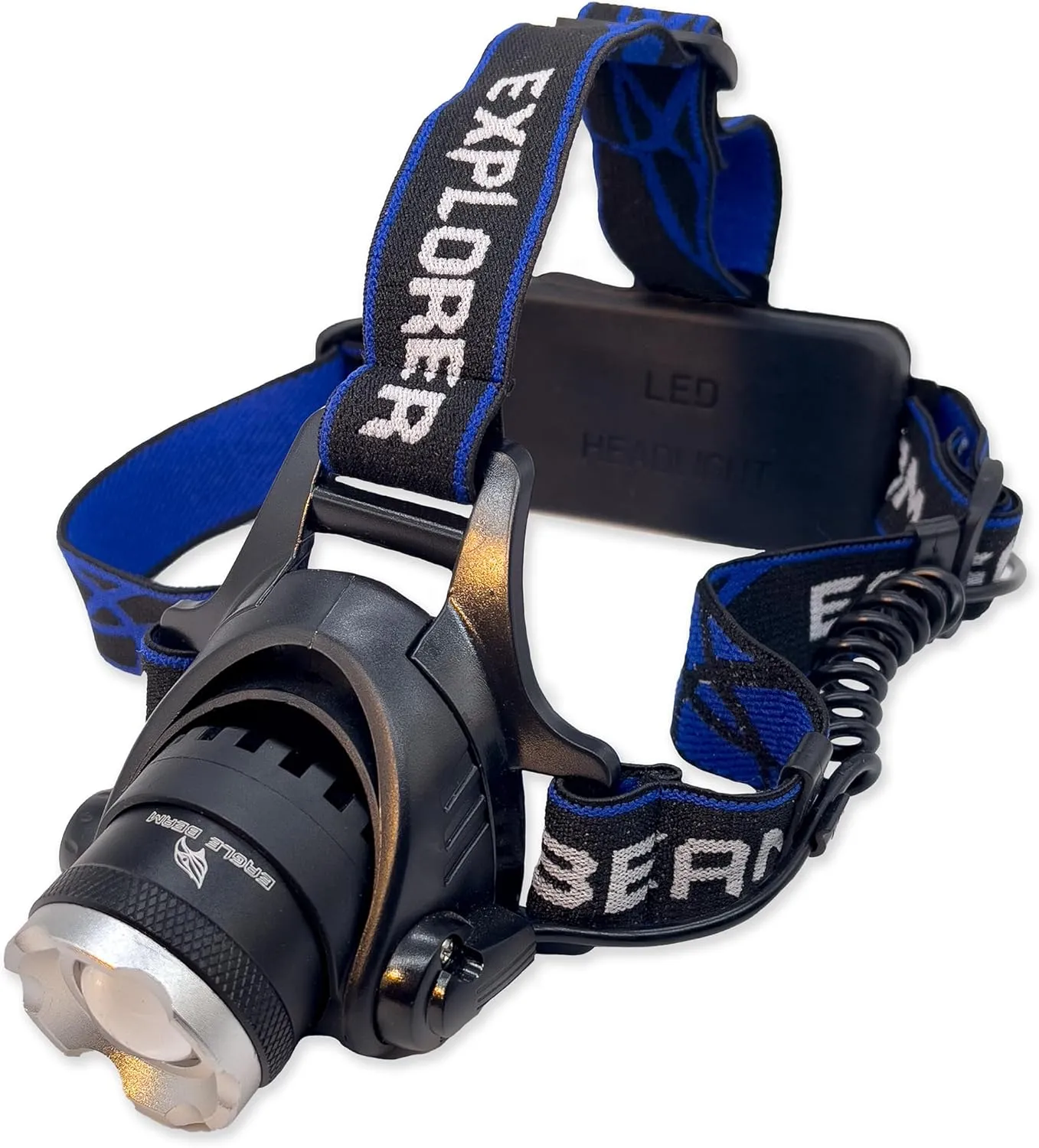 Eagle Beam Explorer Headlamp, Longest Lasting, High Lumens, Adjustable Beam, Rechargeable, Camping, Hunting, Fishing, Working, Hands Free, Cool Carrying Case, Best Headlamp