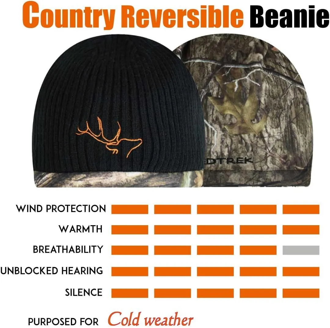EDTREK Reversible Windproof Fleece Beanie Hat - Warm Winter Hat for Hunting Fishing Camping in Cold Weather