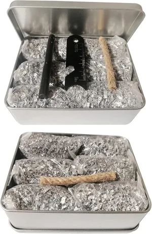eGreen Emergency Ferro Rod Striker Magnesium 6 Bags Wax Jute Rope   Tin Box for Camping Hiking Bushcraft Survival Outdoor Gear