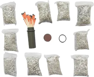 egreen Emergency Fire Starter Magnesium 10 Bags Ferro Rod Striker Weatherproof Matches Jute Rope for Camping Hiking Bushcrat Ourdoor Survival