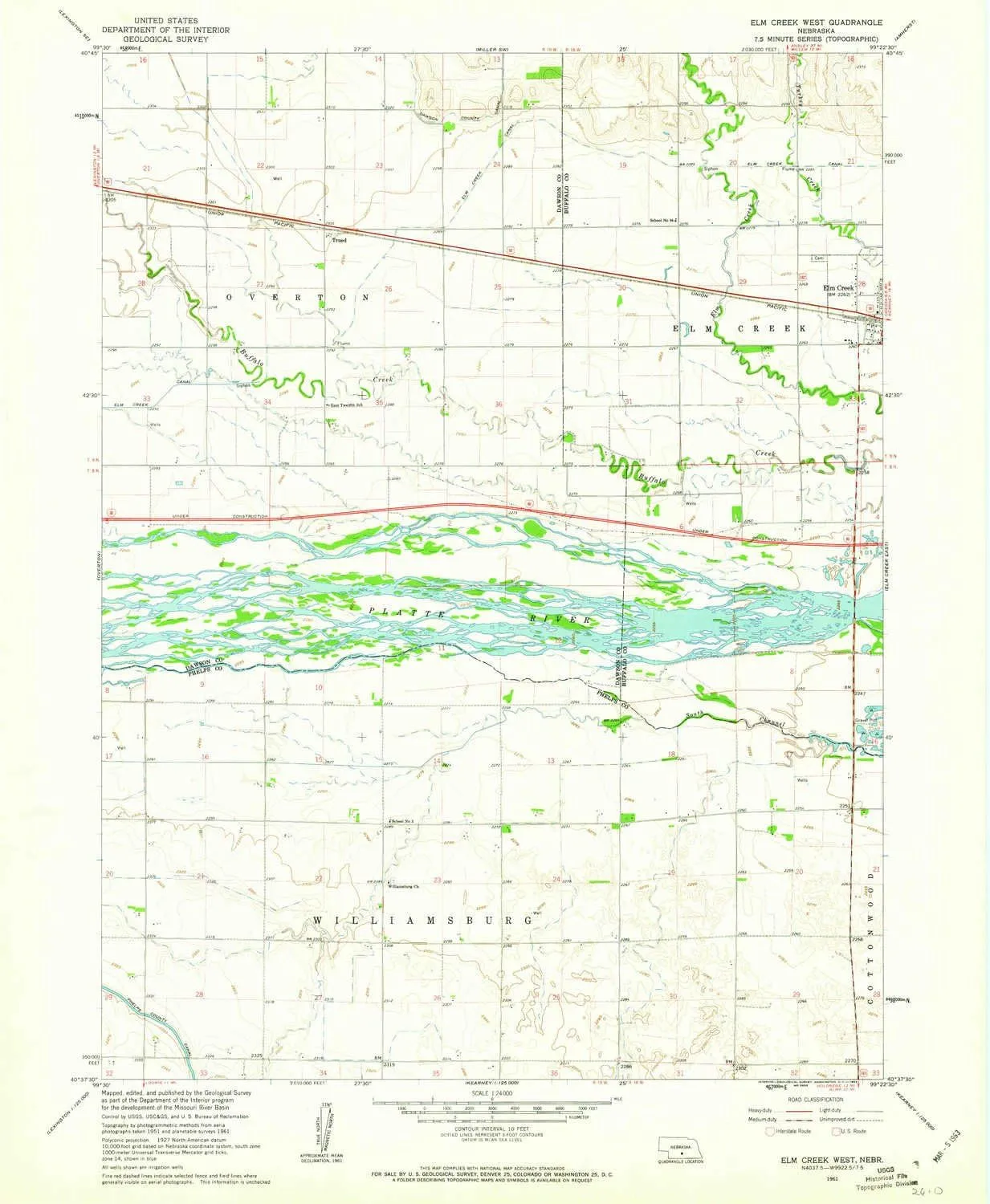 Elm Creek West NE topo map, 1:24000 Scale, 7.5 X 7.5 Minute, Historical, 1961, Updated 1963, 26.7 x 22 in