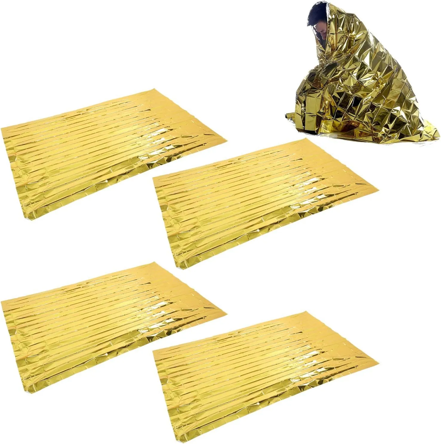 Emergency Blanket 130x210cm Portable Multifunctional Emergency Water Proof Thermal Blanket (Gold)