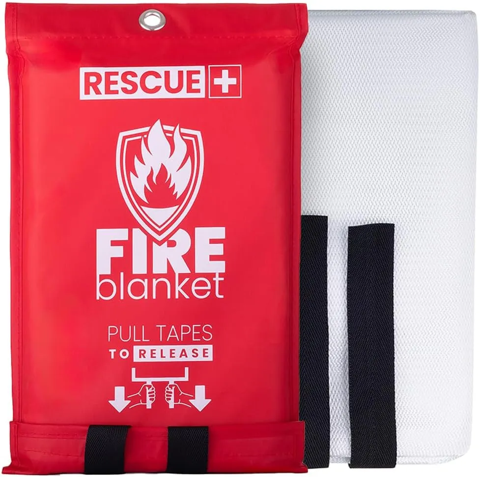 Emergency Fire Blanket for Home, Kitchen, Workplace & Travel, 40” x 40” Fiberglass Flame Retardant Safety Blanket, Fire Suppression for House, Camping, Car Emergencies - 1 Pack