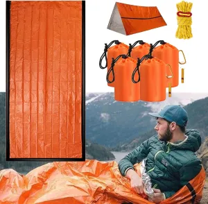 Emergency Sleeping Bag, Emergency Sleeping Bags for Survival 6 Pack, Survival Sleeping Bags Pocket Size Thermal Life Tent Survival Gear Supplies