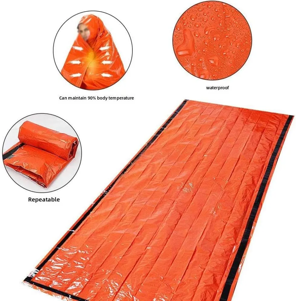 Emergency Sleeping Bag,Thermal Waterproof Survival Bag,Survival Sleeping Bag,Waterproof Thermal Bivy Sack with Whistles,Portable Thermal Sleeping Bag for Outdoor Travel Camping Hiking