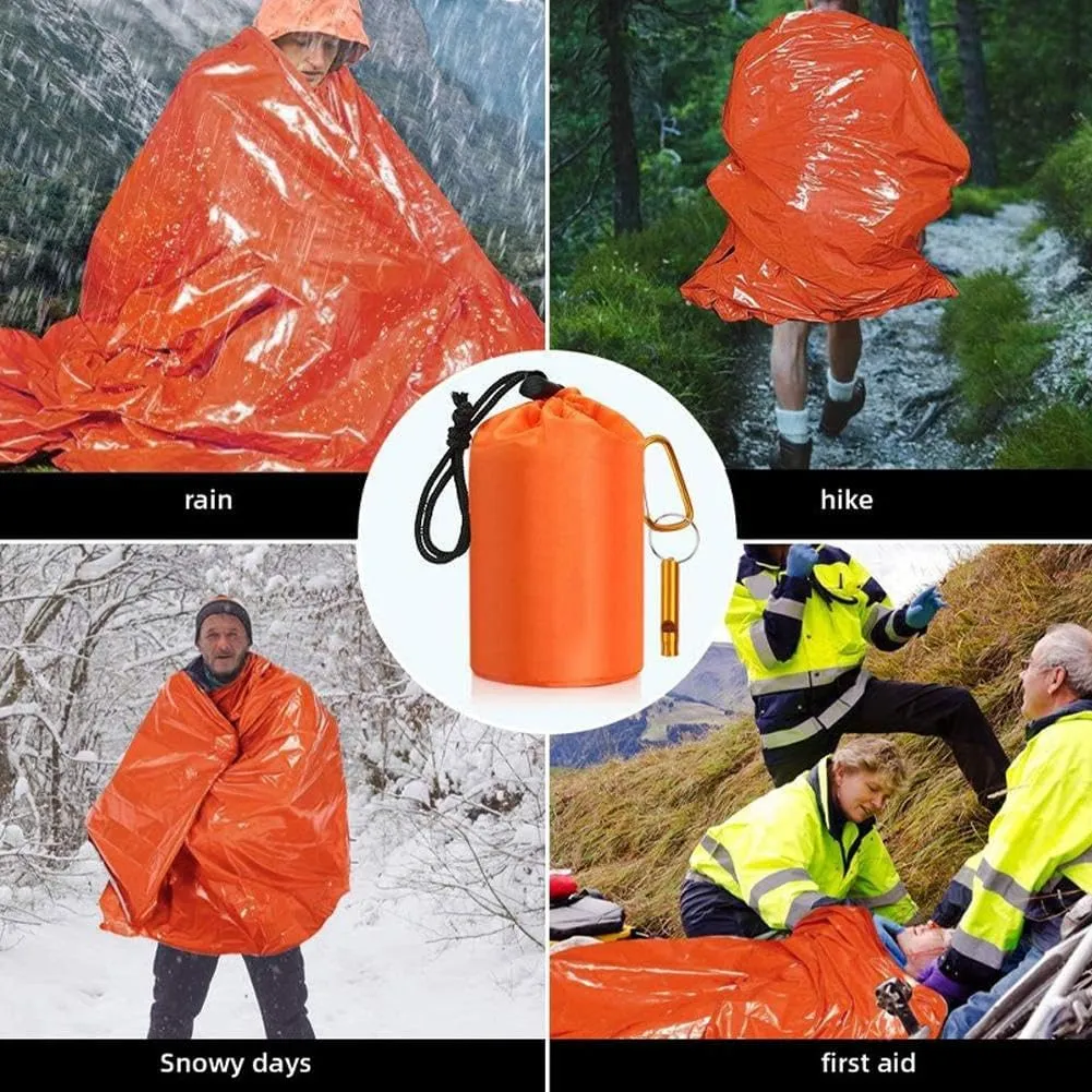 Emergency Sleeping Bag,Thermal Waterproof Survival Bag,Survival Sleeping Bag,Waterproof Thermal Bivy Sack with Whistles,Portable Thermal Sleeping Bag for Outdoor Travel Camping Hiking