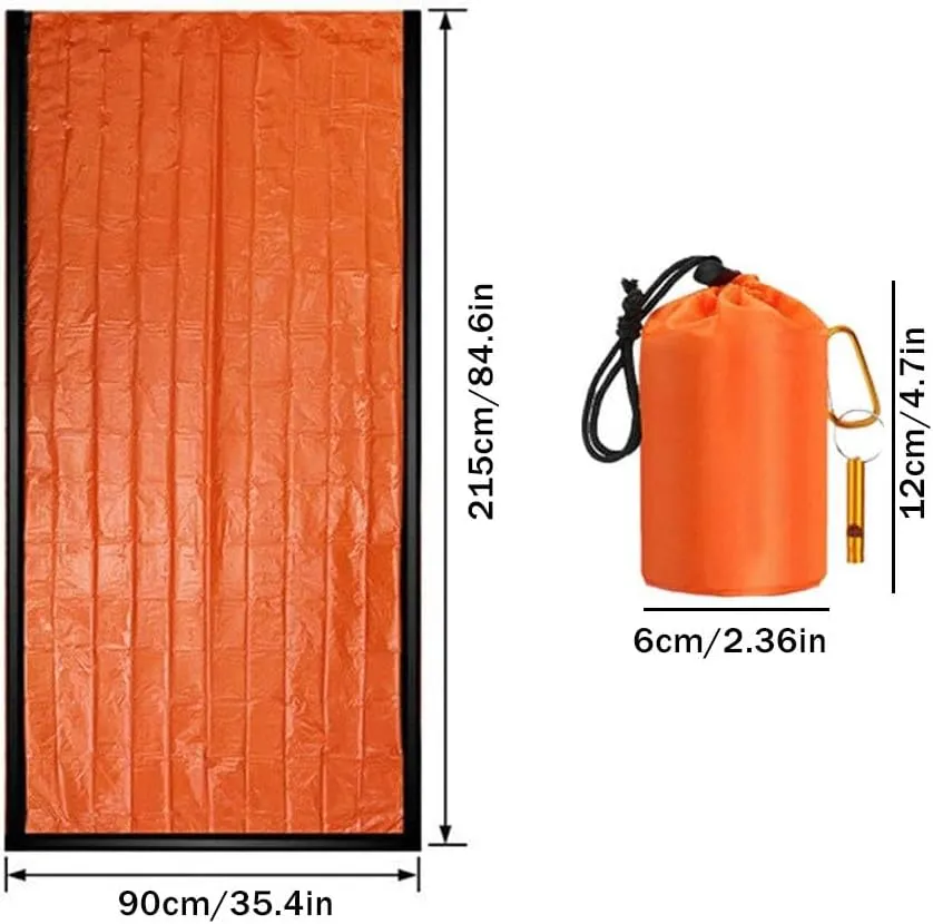 Emergency Sleeping Bag,Thermal Waterproof Survival Bag,Survival Sleeping Bag,Waterproof Thermal Bivy Sack with Whistles,Portable Thermal Sleeping Bag for Outdoor Travel Camping Hiking