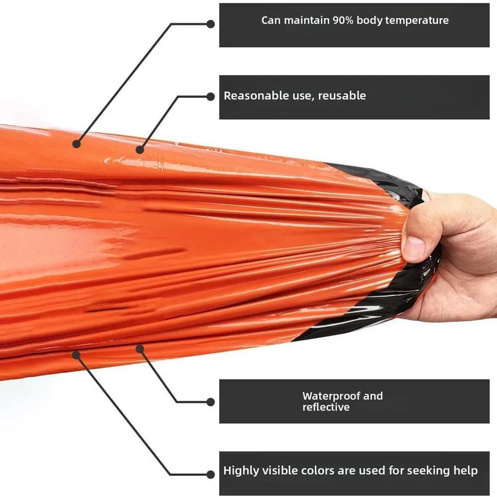 Emergency Sleeping Bag,Thermal Waterproof Survival Bag,Survival Sleeping Bag,Waterproof Thermal Bivy Sack with Whistles,Portable Thermal Sleeping Bag for Outdoor Travel Camping Hiking