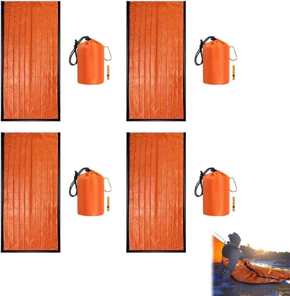 Emergency Sleeping Bag,Thermal Waterproof Survival Bag,Survival Sleeping Bag,Waterproof Thermal Bivy Sack with Whistles,Portable Thermal Sleeping Bag for Outdoor Travel Camping Hiking