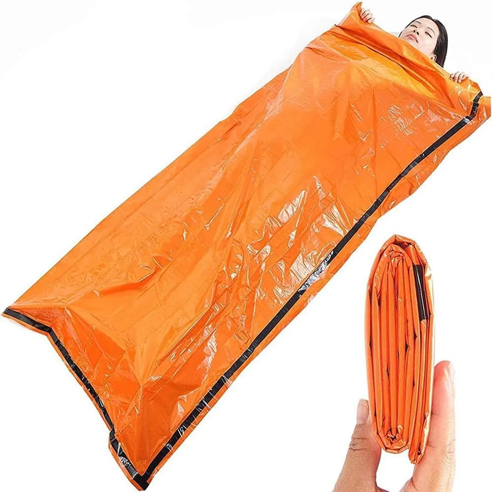 Emergency Sleeping Bag,Thermal Waterproof Survival Bag,Survival Sleeping Bag,Waterproof Thermal Bivy Sack with Whistles,Portable Thermal Sleeping Bag for Outdoor Travel Camping Hiking