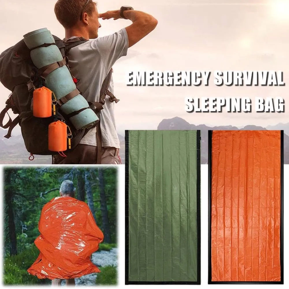 Emergency Sleeping Bag,Thermal Waterproof Survival Bag,Survival Sleeping Bag,Waterproof Thermal Bivy Sack with Whistles,Portable Thermal Sleeping Bag for Outdoor Travel Camping Hiking