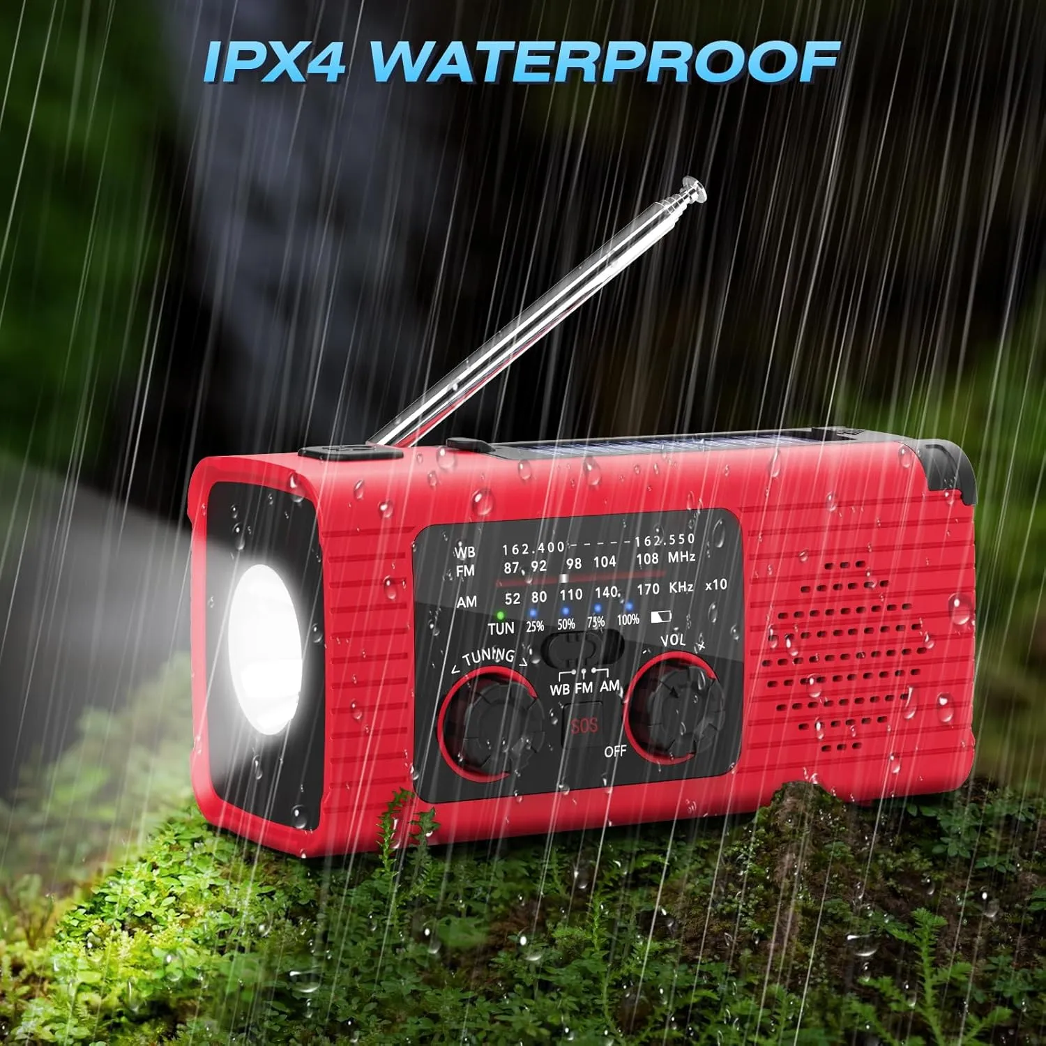 Emergency Weather Radio NOAA AM FM WB Radio with 4000mAh Portable Power Bank, USB Solar Hand Crank Charging, Flashlight, SOS Alarm, Reading Lamp for Outdoor Indoor Emergencies, 2 Pack