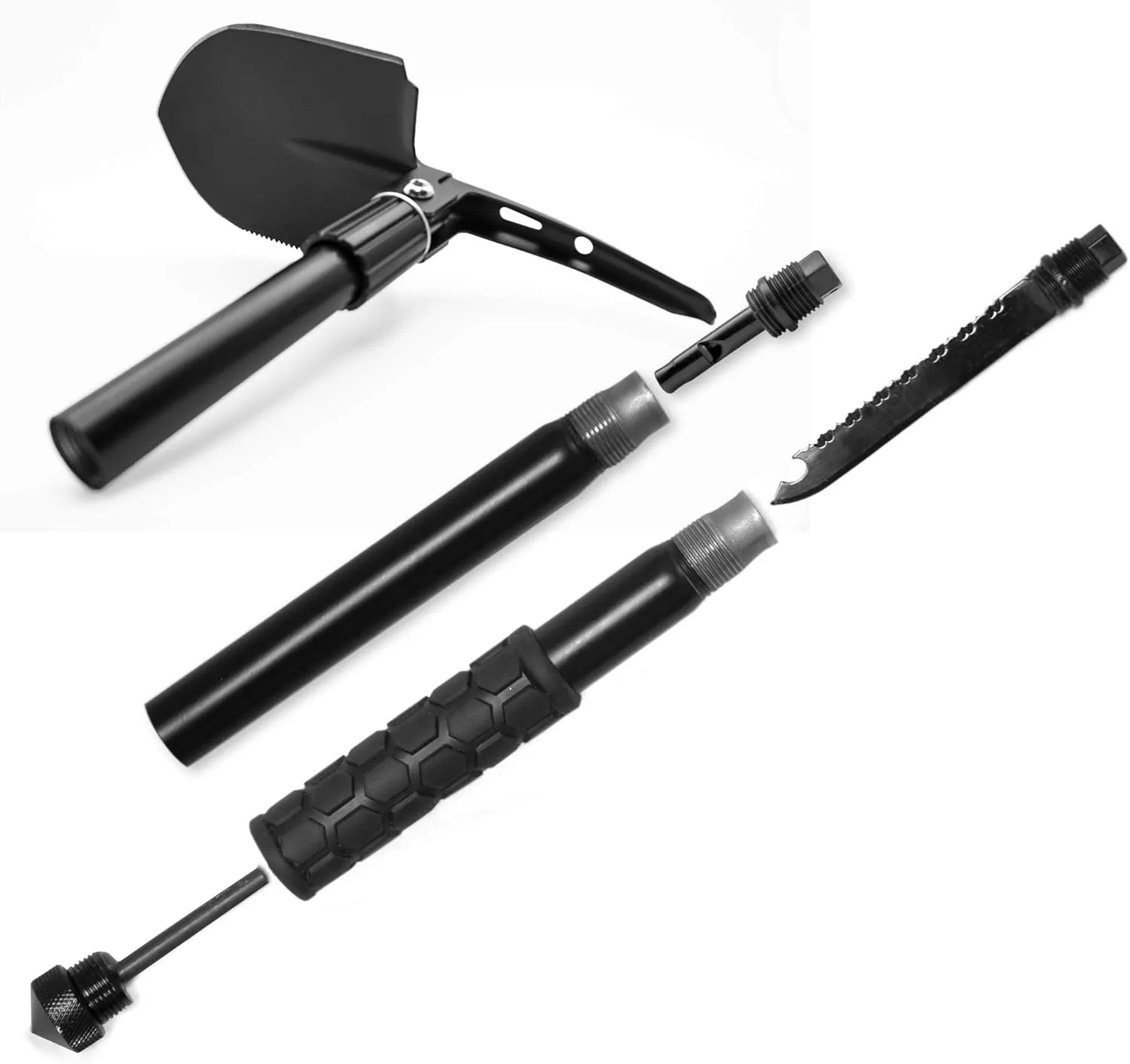Emergency Zone 12-in-1 Collapsible Folding Shovel | Military 19.5 Inch Survival Shovel | Multitool with Carrying Case | Great for Hiking, Camping, Backpacking, Gardening, to Keep in Your Car | 1 Pack