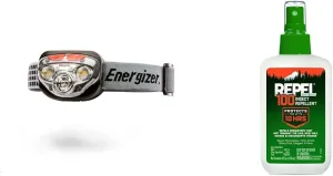 Energizer Vision HD  LED Headlamp Pack of 1 and Repel 100 Insect Repellent 4-Fluid Ounce Pump Spray Bug Protection Bundle