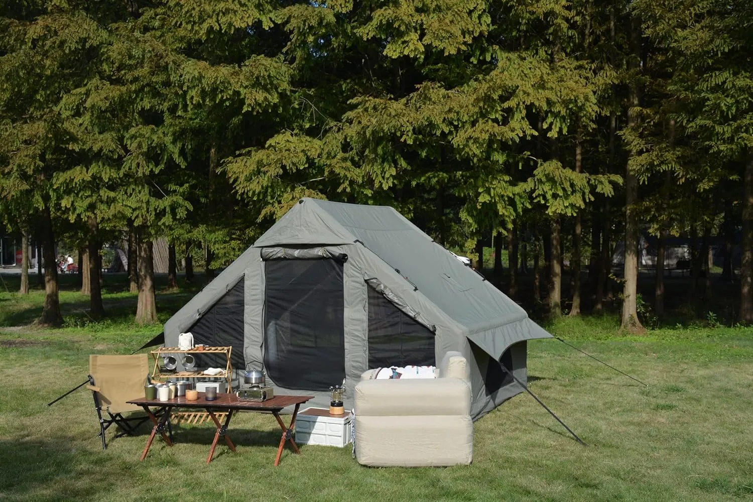ESPIDOO Inflatable Camping Tent 4-6 Person: 4 Season Waterproof Windproof Glamping Tent with Stove Jack - Quick 5min Setup for Family Outdoor Adventures & Winter Camping