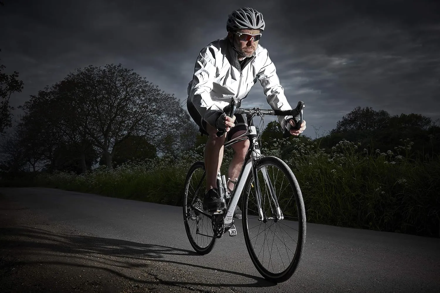 Ettore Mens Cycling Jacket Waterproof Breathable High Visibility Reflective Silver - Night Glow