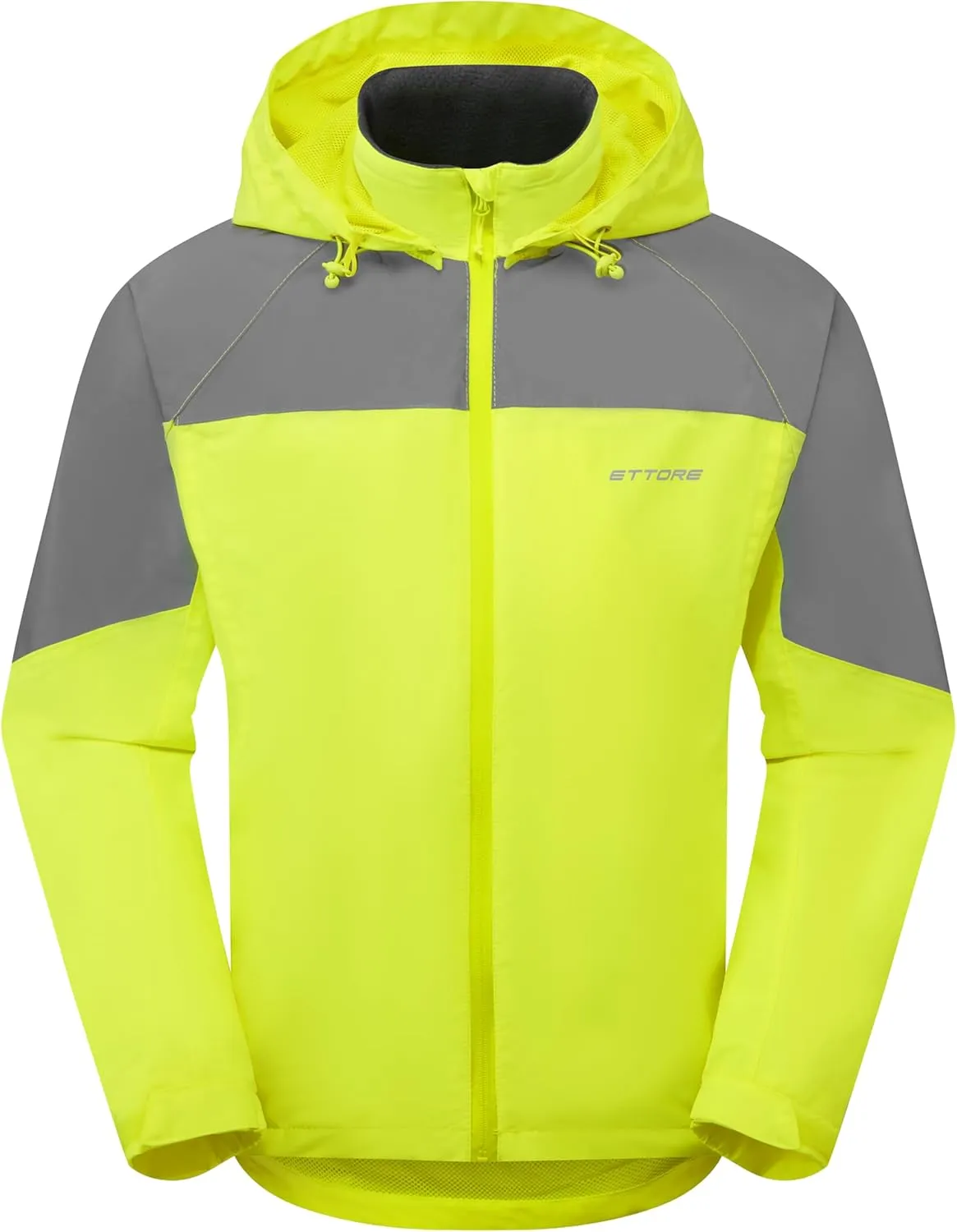 Ettore Mens Waterproof Cycling Jacket With Removable Hood Breathable High Visibility - Hybrid Glow - Yellow