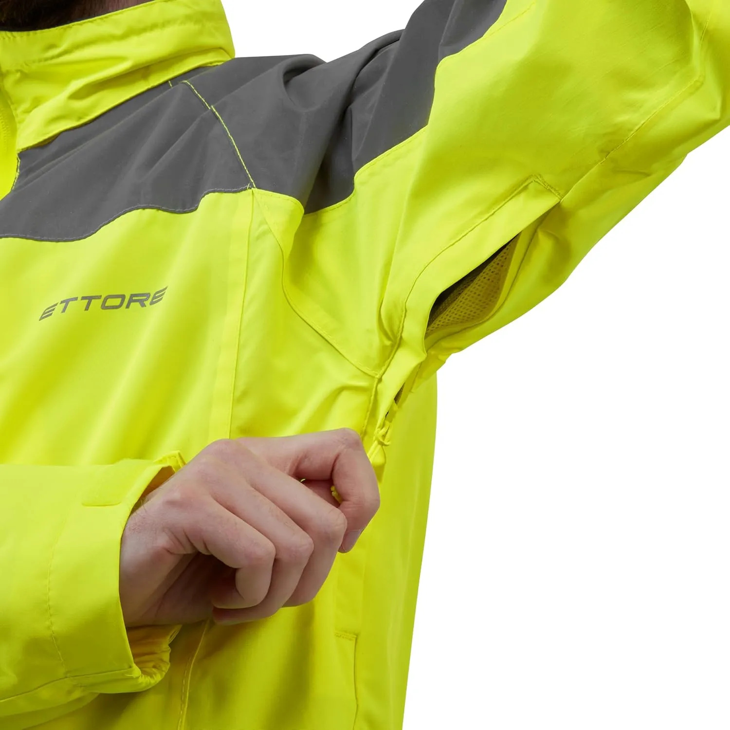 Ettore Mens Waterproof Cycling Jacket With Removable Hood Breathable High Visibility - Hybrid Glow - Yellow
