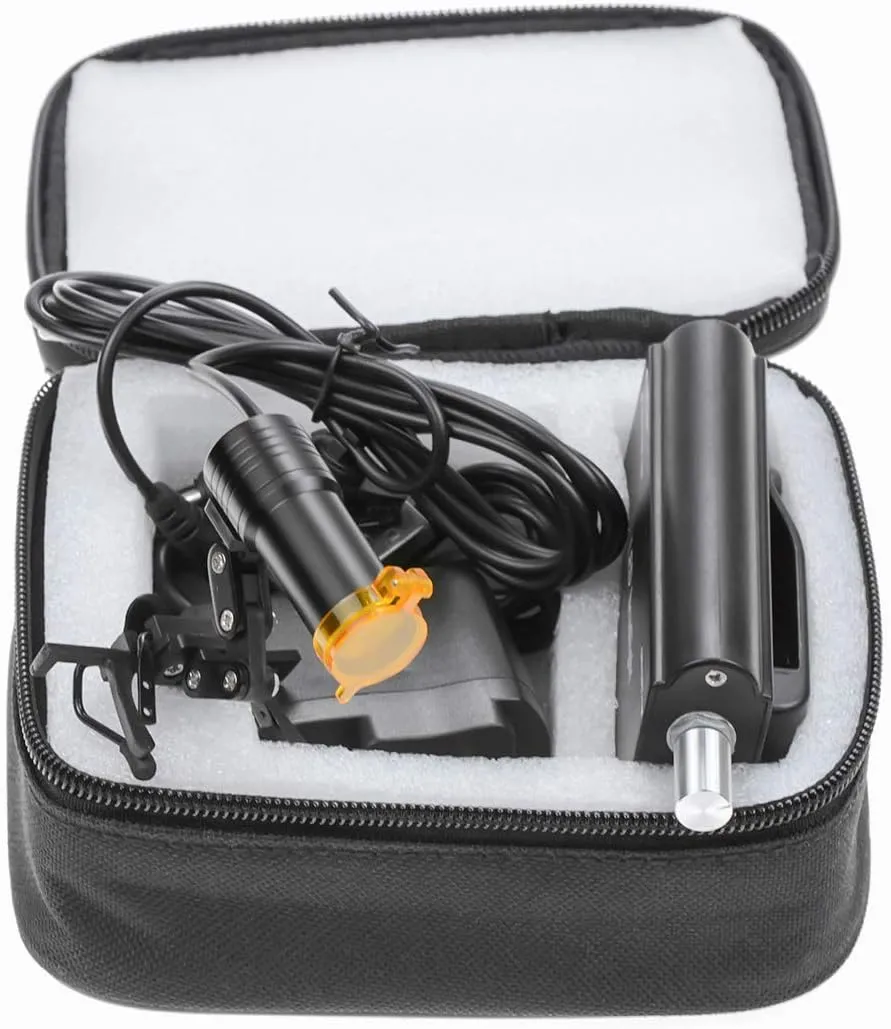 EustomA 5W LED Headlight Waist Hanging LED Light Iron Clip On Type HeadLamp for Binocular Loupes DY-008 (Black)