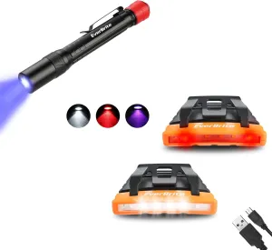 EverBrite 2 Pack Rechargeable Hat Light   Flashlight with Red/UV/White Light