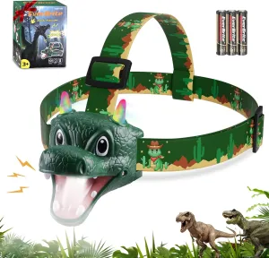 EverBrite Dragon Kids Headlamp, LED Head Lamp with RGB Lights, Fun Outdoor Head Flashlight Toy for Boys Girls, Camping, Birthday, Christmas, Batteries Included