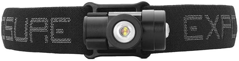 Exposure RAW PRO 2 Marine Headlamp features high-powered white & red light, waterproof design, magnetic charging, 40-hour battery, adjustable headband, and 2-year warranty.