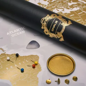 Extra Large Scratch off World Map - Laminated Scratchable World Map - Premium Gold and White Travel World Map - Best Xl Gold Gift Scratch off Map of the World Grey - All Accessories Included