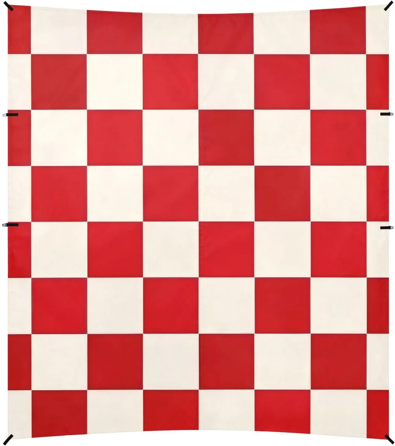 Fashion Red and White Checkerboard Beach Cabana UPF50  Protection Water-Resistant Shade Sun Shelter with Sandbags, Sand Shovel, Poles for Family Trips, Picnics & Camping